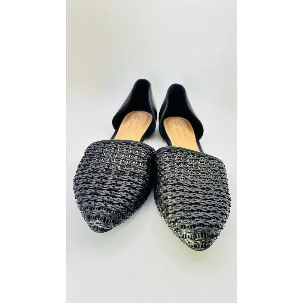 Lauren Conrad Calcite black weave D’Orsay pointy flats womens sz 9.5